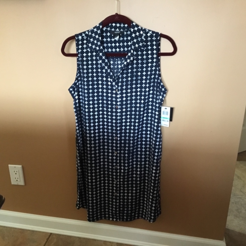 Alfani Petite Navy and White Dress